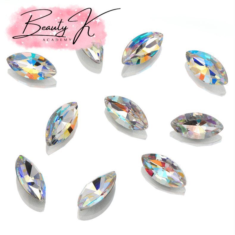 UD POINTED BACK RHINESTONES AB MARQUIS 4x8mm 10 pk