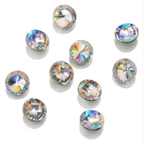 UD POINTED BACK RHINESTONES AB ROUND 6mm 10 pk