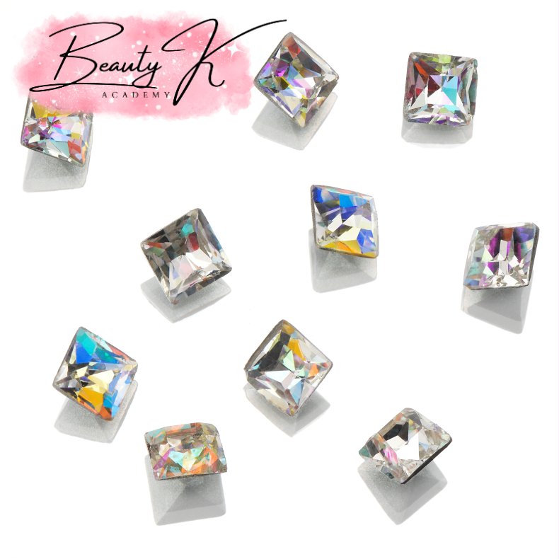 UD POINTED BACK RHINESTONES AB SQUARE 4mm 10 pk