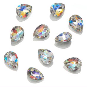 UD POINTED BACK RHINESTONES AB TEARDROP 6x8mm 10 pk
