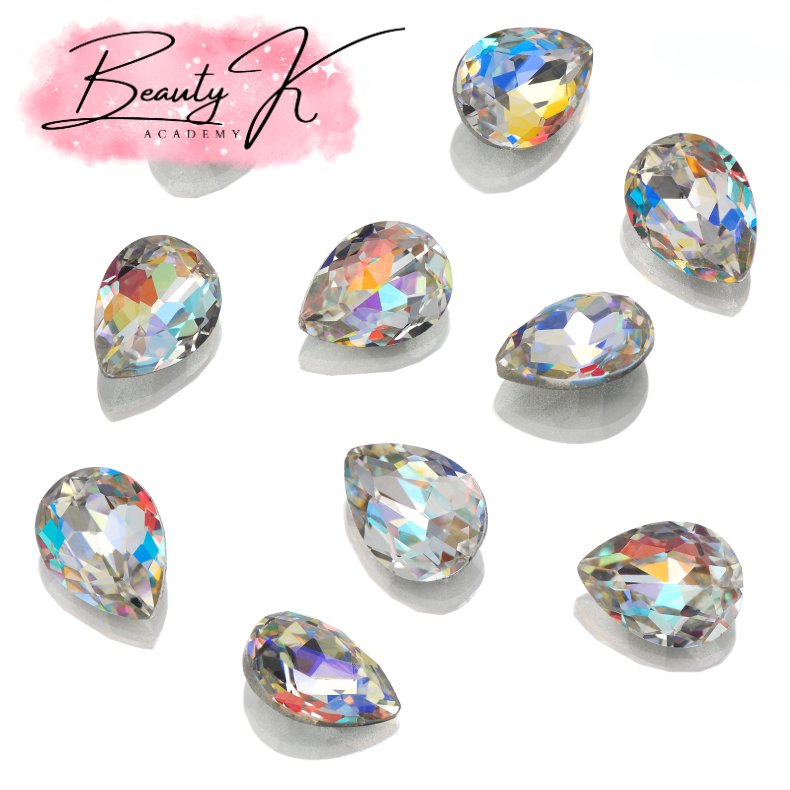 UD POINTED BACK RHINESTONES AB TEARDROP 6x8mm 10 pk