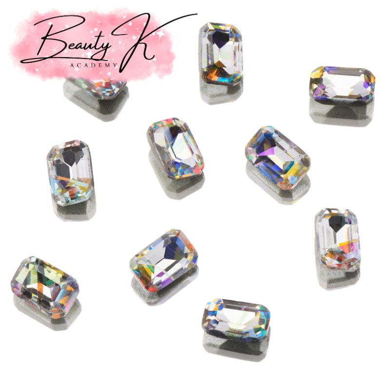 UD POINTED BACK RHINESTONES AB RECTANGLE 4x65mm 10 pk