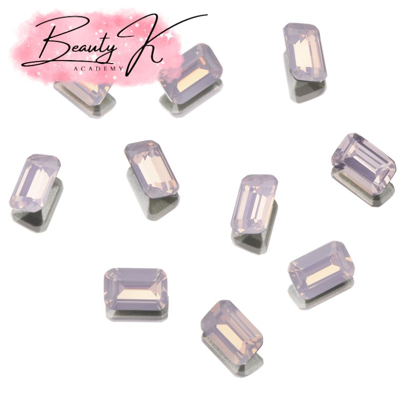 UD POINTED BACK RHINESTONES ROSE OPAL RECTANGLE 4x6mm 10 pk