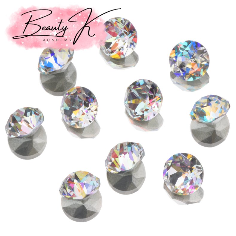 UD POINTED BACK RHINESTONES AB ROUND 8mm 10 pk