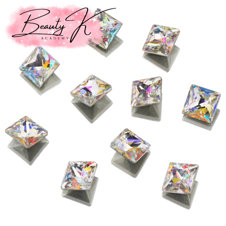 UD POINTED BACK RHINESTONES AB SQUARE 6mm 10 pk
