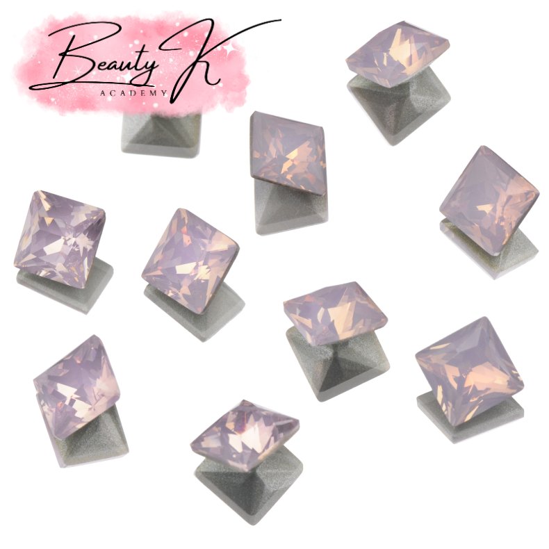 UD POINTED BACK RHINESTONES ROSE OPAL SQUARE 6mm 10 pk