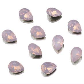UD POINTED BACK RHINESTONES ROSE OPAL TEARDROP 6x8mm 10 pk