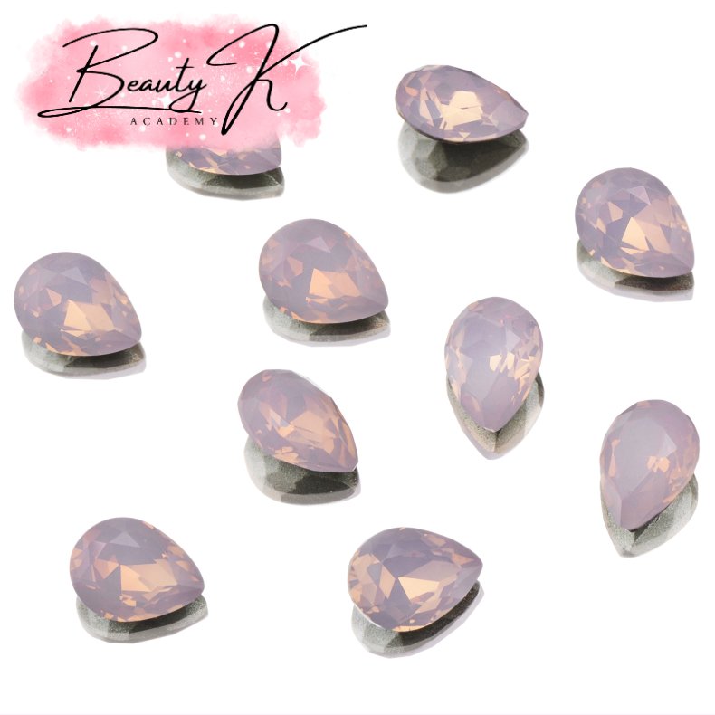 UD POINTED BACK RHINESTONES ROSE OPAL TEARDROP 6x8mm 10 pk